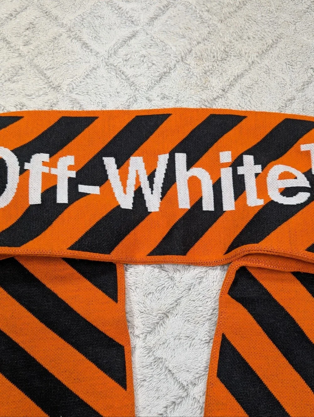 Off-White Scarf Adult OS Orange Black Diagonal Arrows Geometric Streetwear
